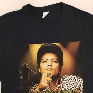 Bruno Mars Band Graphic Short Sleeve Crew Neck T Shirt Womens Size Large L Black